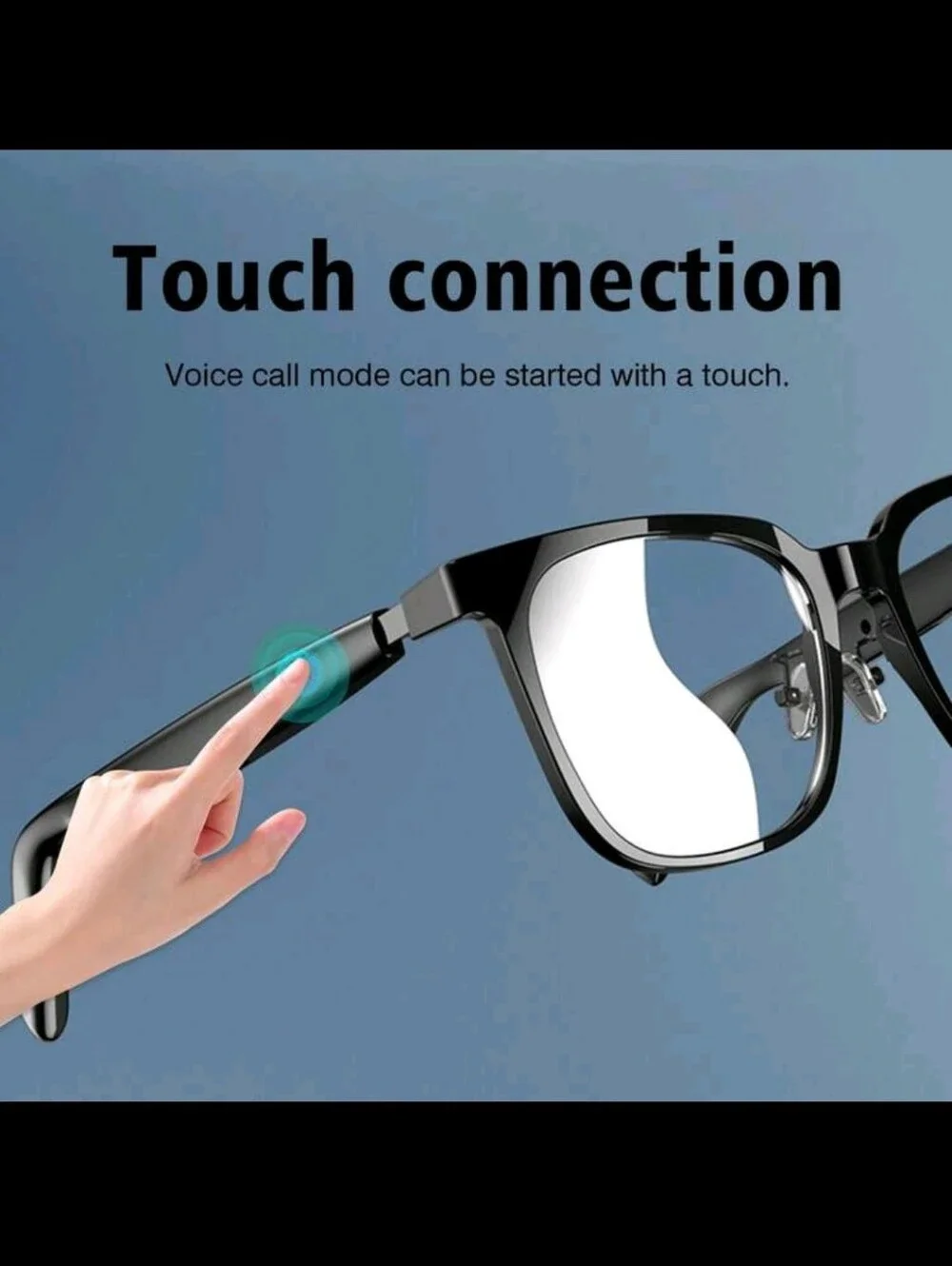 Wireless Smart Glasses with Bluetooth Audio - Black
